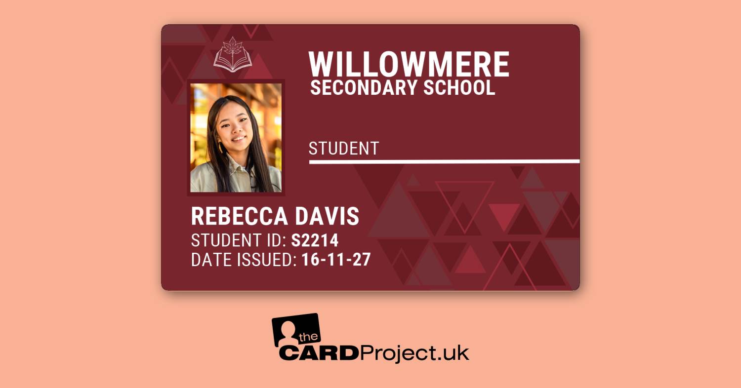 Secondary School Student ID Card - Maroon Geometric